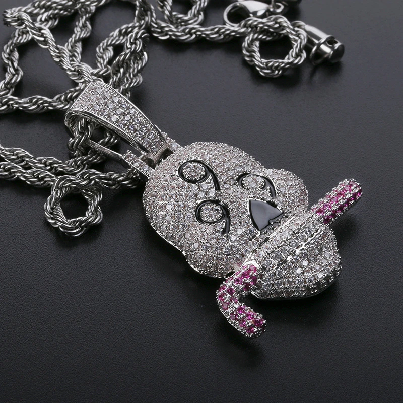 Хип хоп Полный AAA CZ камень Bling Iced Out цвет 999 череп подвески и ожерелья для мужчин