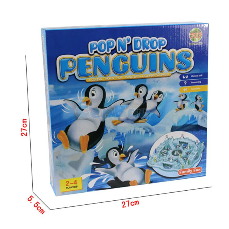 Забавный столик Pop N' Drop Penguins Classic &quotPop N Hop&quot 3-D настольная игра со скользким