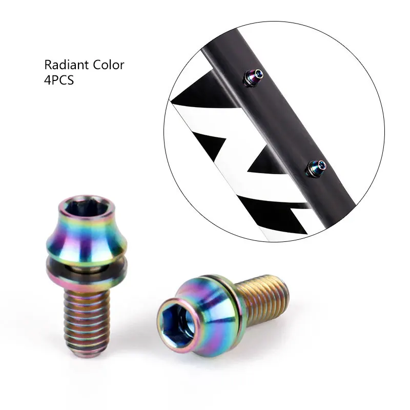 Deemount 4 шт./лот Титан TC4 болты M5x12mm с шестигранной головкой W/шайба для велосипедной бутылки клетка установка MTB Ti части винты - Цвет: Radiant Color