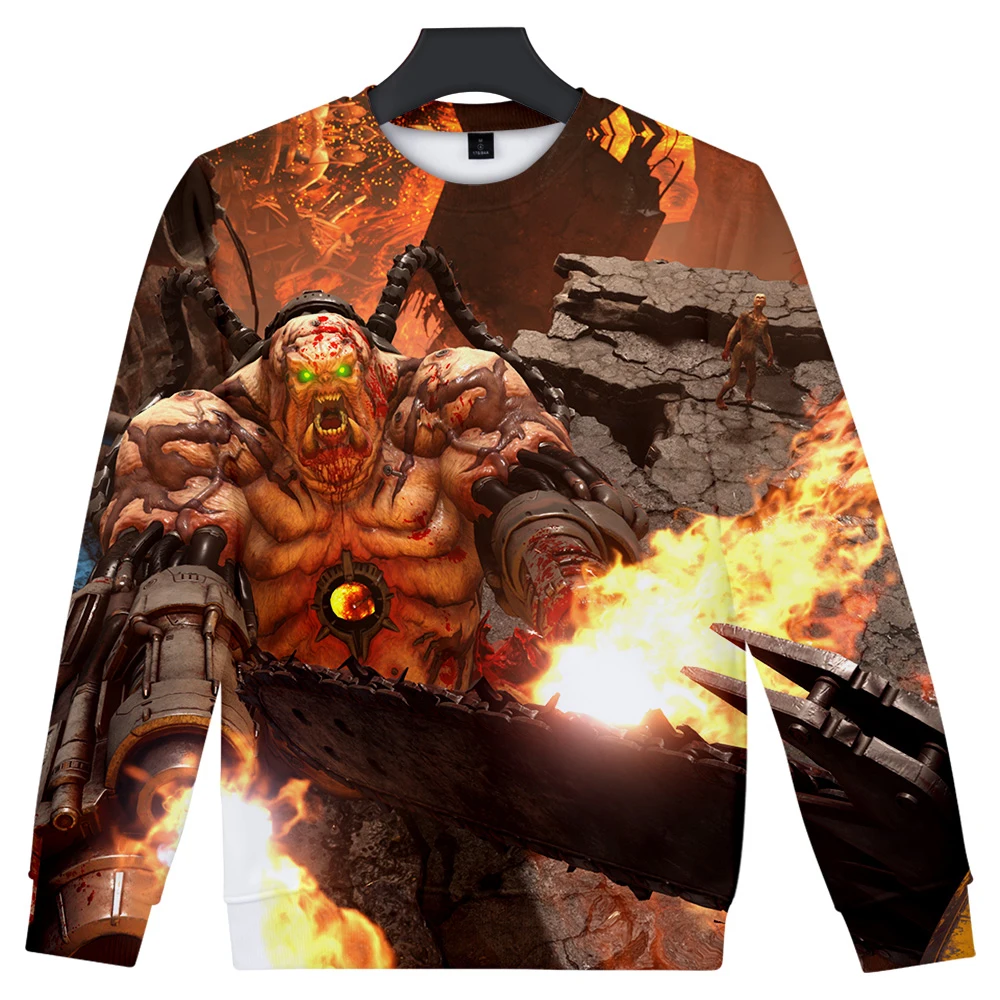 Doom Eternal свитшоты осенние забавные классические 3D топы с длинным рукавом