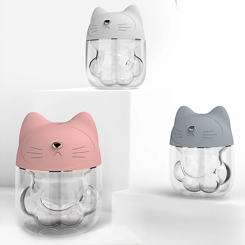 

3 in 1 USB Cat Air Humidifier Ultrasonic Cool Mist Adorable Mini Humidifier LED Light Mini USB Fan for Home office Sarmocare