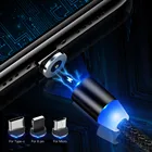 Магнитный кабель плетеный LED Type C Micro USB зарядный кабель для Iphone X 7 Магнитный шнур зарядного устройства для Samsung s9 шнур быстрой зарядки