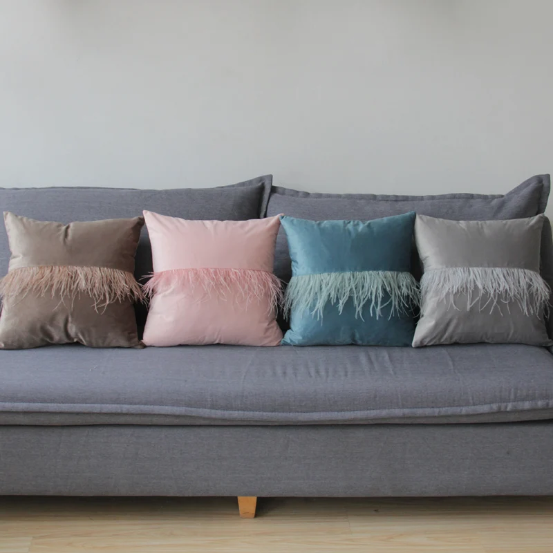 Бархатный Чехол для подушки квадратный однотонный чехол кремовый розовый синий