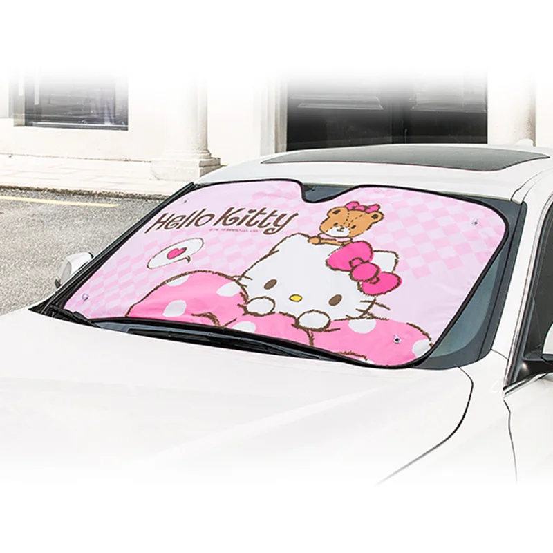 Милый солнцезащитный Зонт с изображением Hello Kitty для лобового стекла автомобиля