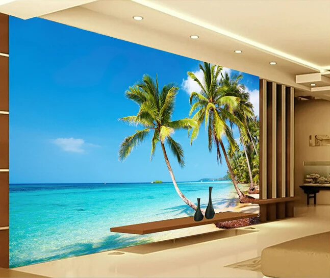Фотообои на заказ фотообои с изображением солнечного света пляжной пальмы для
