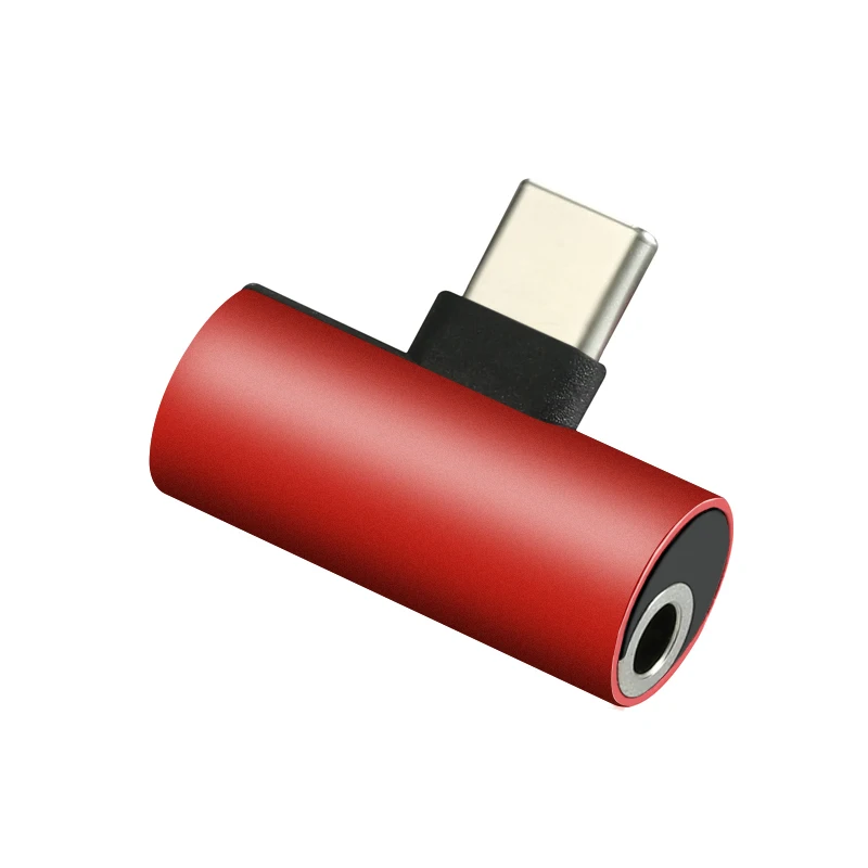 Red Usb type C до 3,5 мм Тип C Aux 2 в 1 адаптер для наушников двойной разъем для Xiaomi Mi8 Mix 2 huawei P20 сплиттер аудио конвертер линия - Цвет: Red