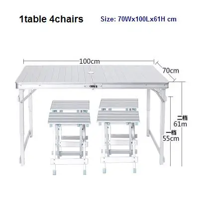 1table4chair70x100 a Открытый Отдых полностью алюминиевый пляжный киоск для пикника Рыбалка водительский подъемник портативные складные столы и стулья - Цвет: 1table4chair70x100 a