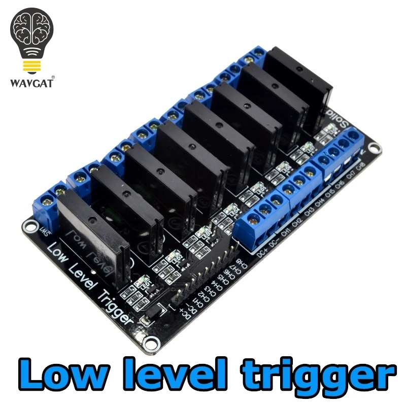 WAVGAT 8 канальный 5 В DC релейный модуль 250V2A 5 в 8 канальный OMRON уровень твердотельный релейный модуль низкий уровень триггера