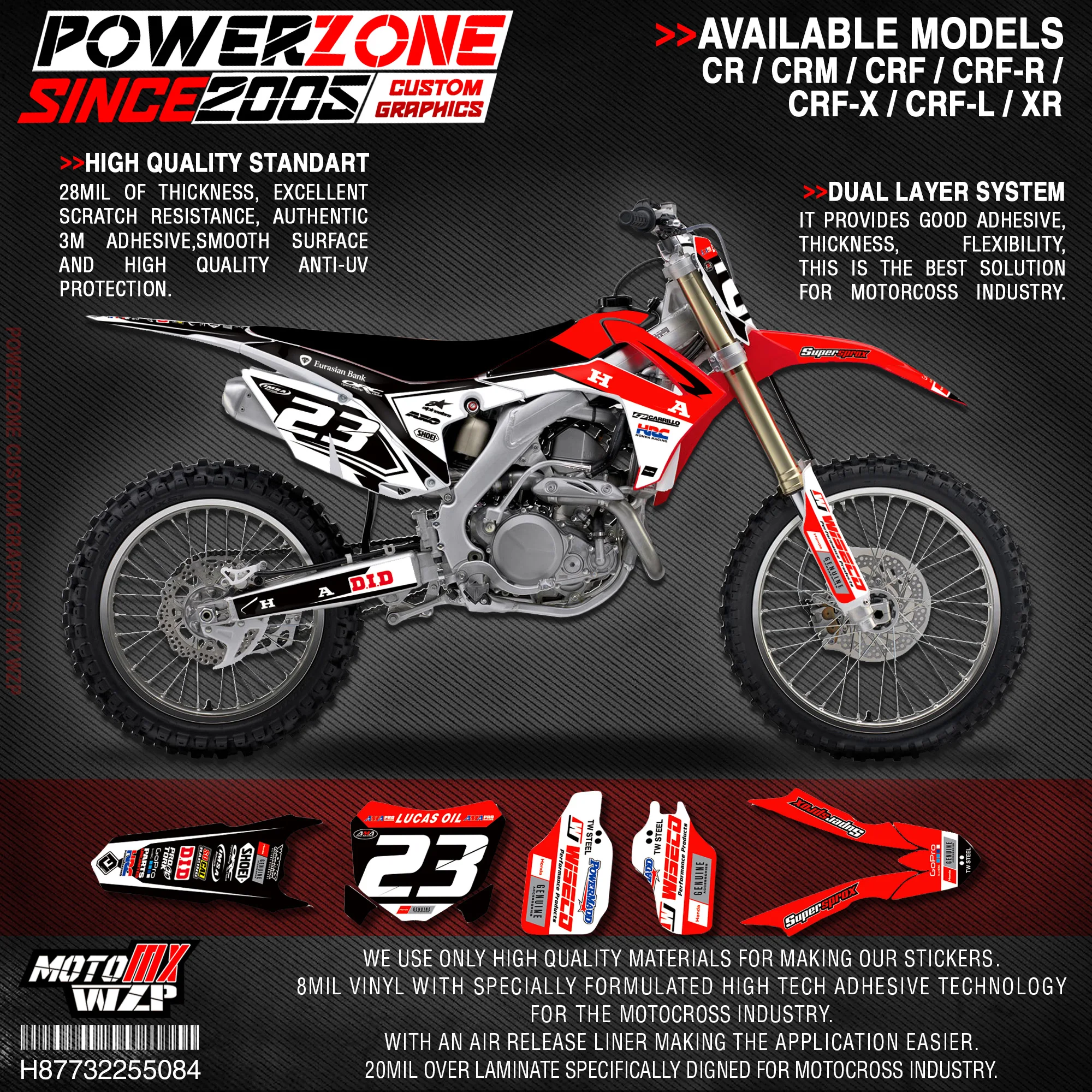 Персонализированные графические фоны PowerZone Team наклейки 3M Набор наклеек для HONDA