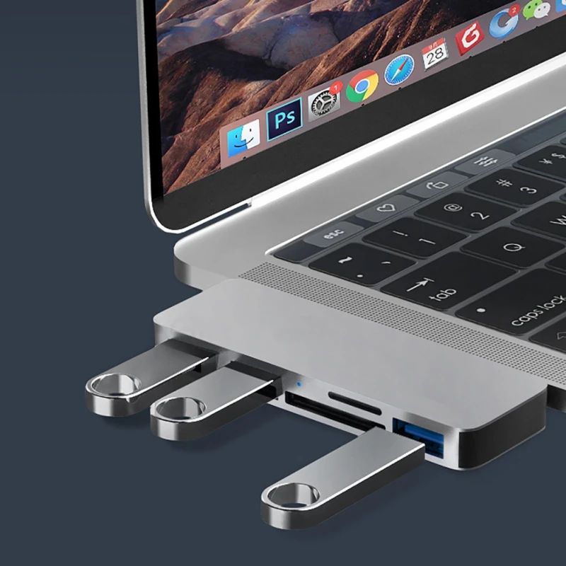 Портативный USB 3 0 концентратор адаптер Type C конвертер с SD/Micro SD кардридер для MacBook