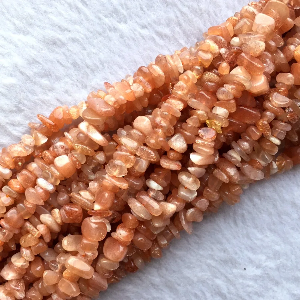 

High Quality Natural Genuine Orange Gold Sanidine Sunstone Nugget Chip Loose Beads Fit Jewelry 3x8mm 15"