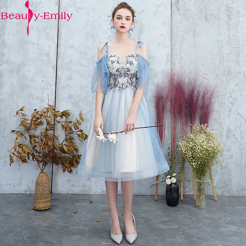 Robe de Soiree Элегантное синее вечернее платье трапециевидной формы с круглым вырезом
