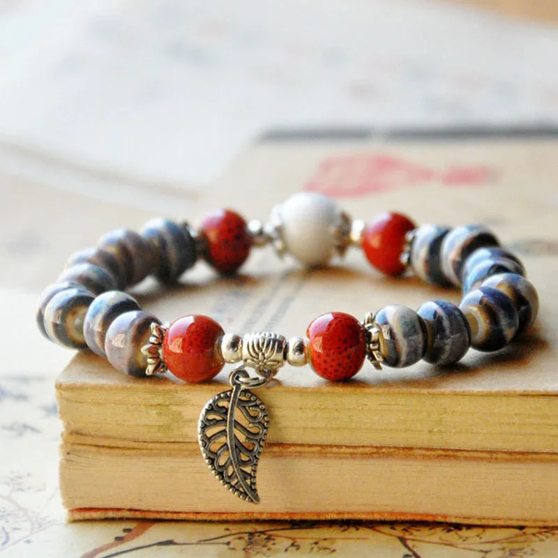 Женские и мужские подвески в виде керамических бусин браслет полые листья