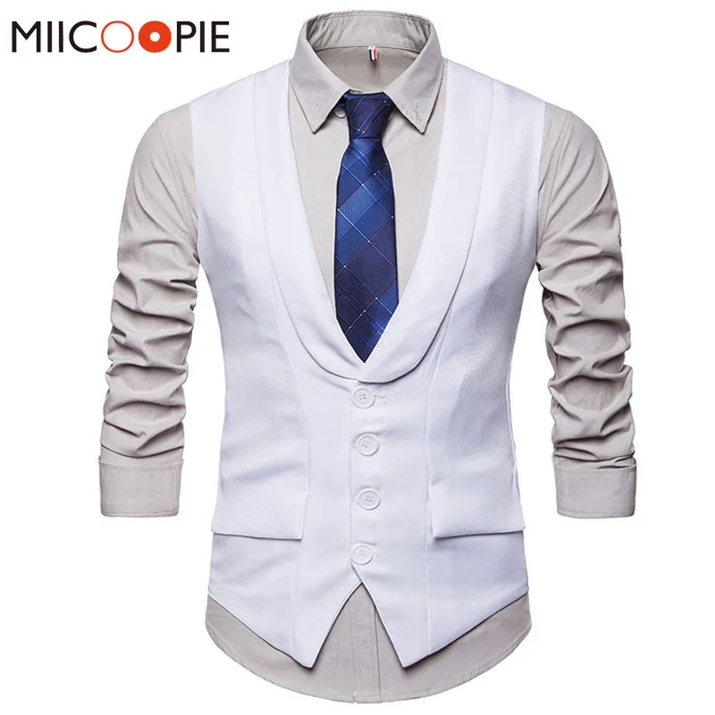 Мужской однобортный жилет с V образным вырезом без рукавов|Костюмные жилеты| |