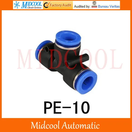

Quick connector PE-10,10mm T thread three-way pipe joint plastic socket pneumatic hose components,air fitting