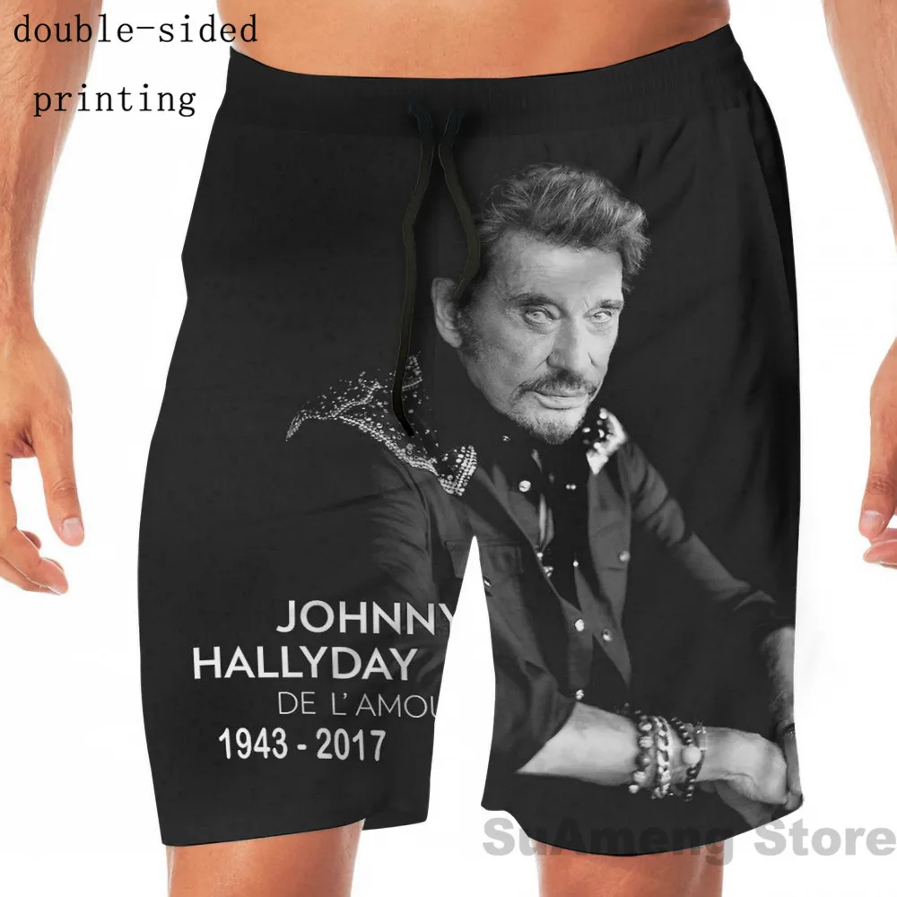 men beach shorts funny print men Tank Tops Women Johnny Hallyday Limitied Edition men Board beach shorts women sets fitness sleeveless vest - Цвет: men beach shorts