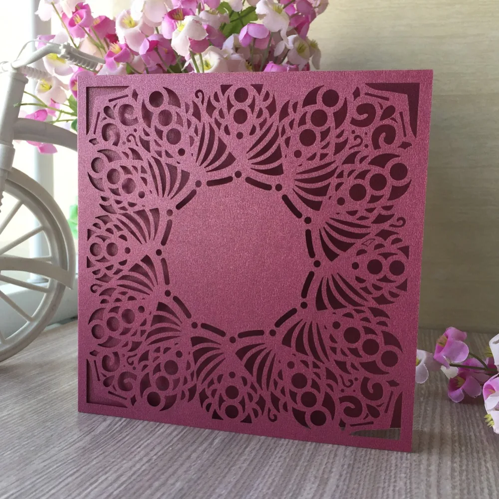 

25pcs Delicate Carved Pattern Customizable Invitation Card Event&Party Supplies Greeting Card Wedding Invitations