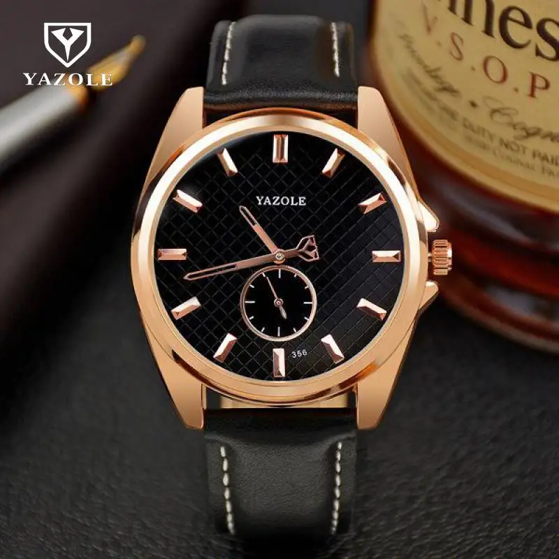 Роскошные Кварцевые аналоговые Мужские наручные часы YAZOLE розовое золото