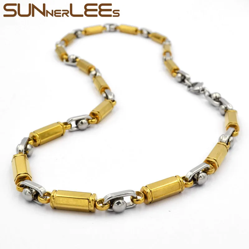 Цепочка SUNNERLEES из нержавеющей стали 316L ожерелье с геометрическими звеньями 6 мм