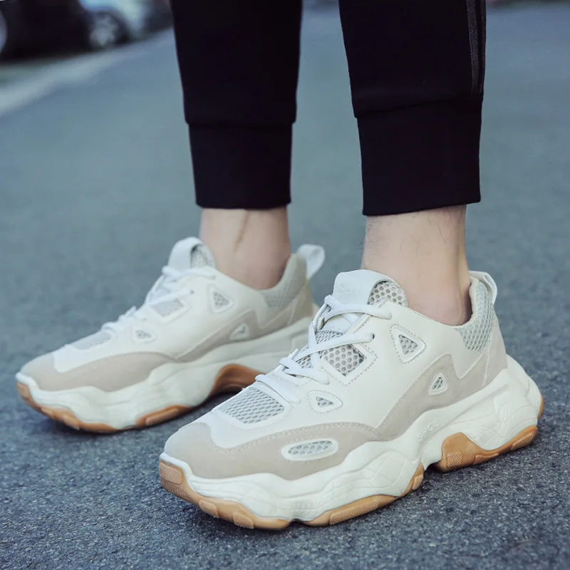 2019 New Men Chunky Sneakers Lace-up Casual Shoes Increasing Platform Shoe Breathable Male Tenis Adult Footwear | Обувь