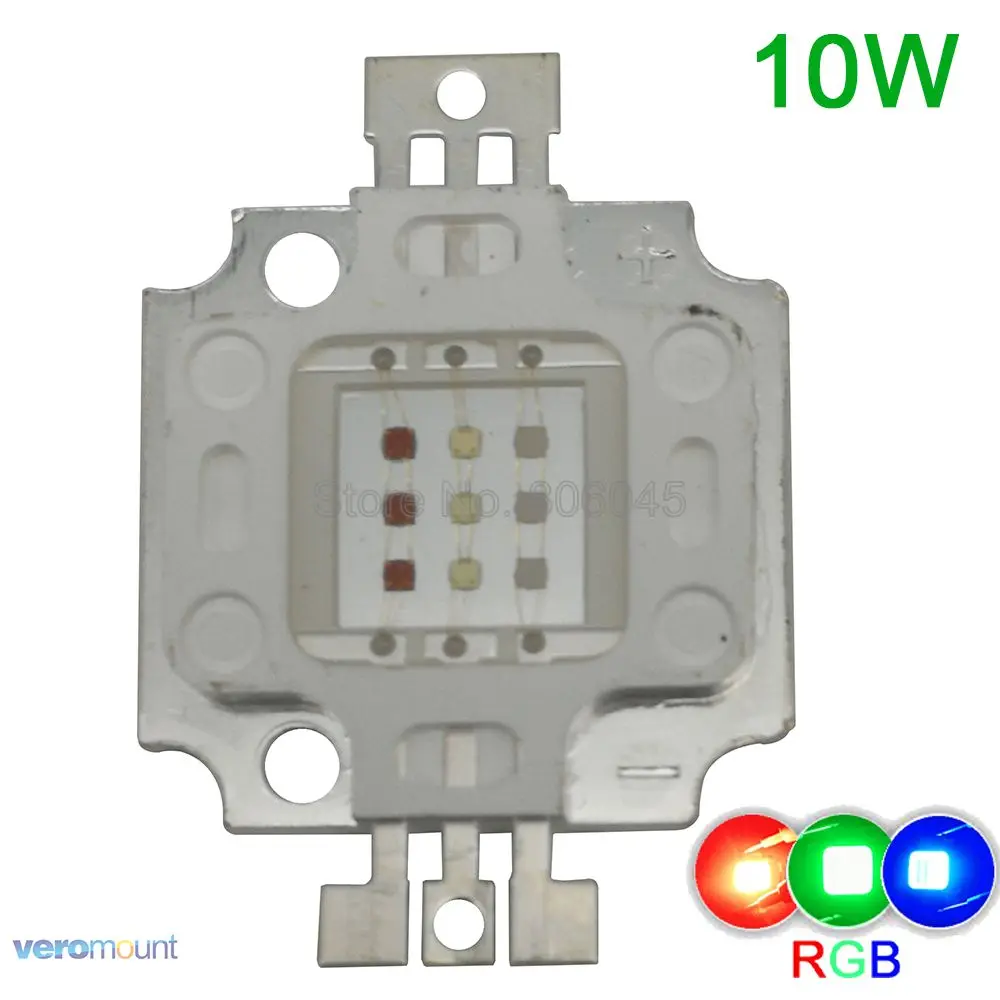 Светодиодный прожектор высокой мощности 10 Вт RGB SMD чип 9 11 в красный/зеленый/синий