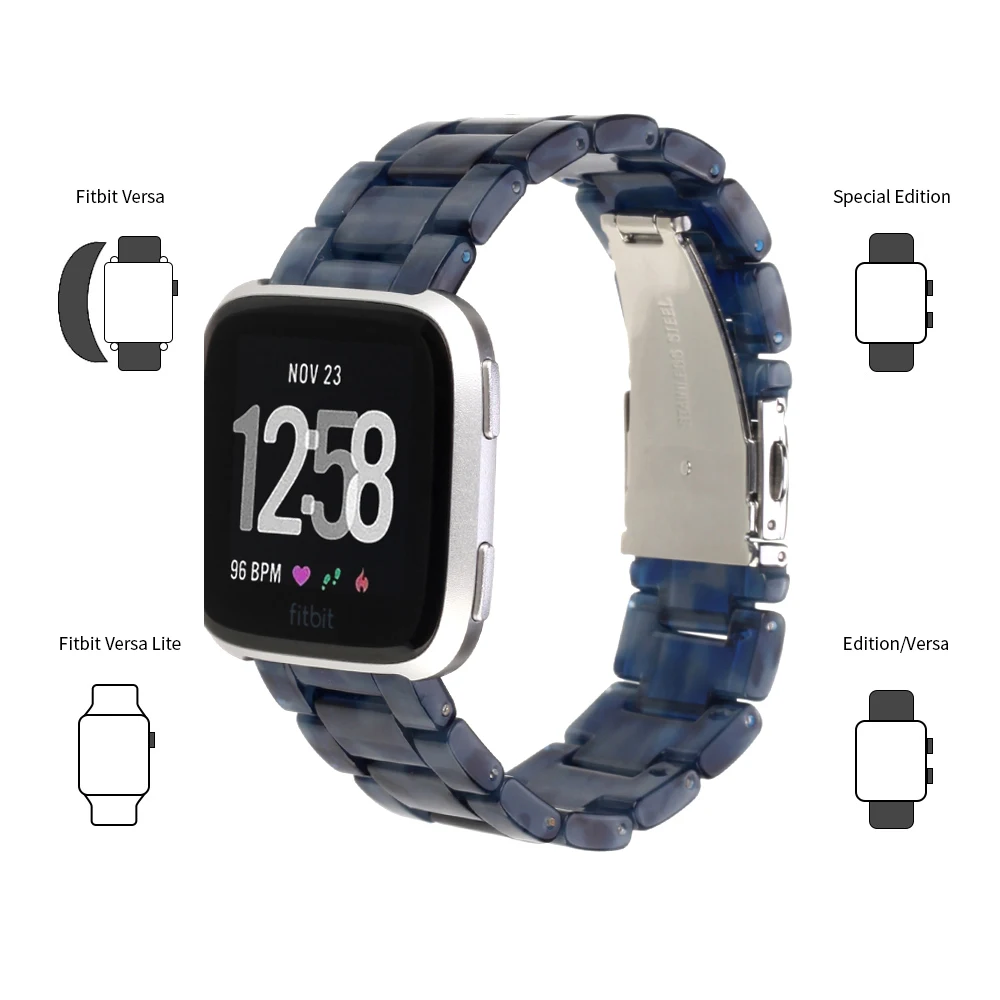Ремешок из смолы для Fitbit watch band 22 мм ремешок для часов Fitbit Versa/Versa ремешок из нержавеющей стали