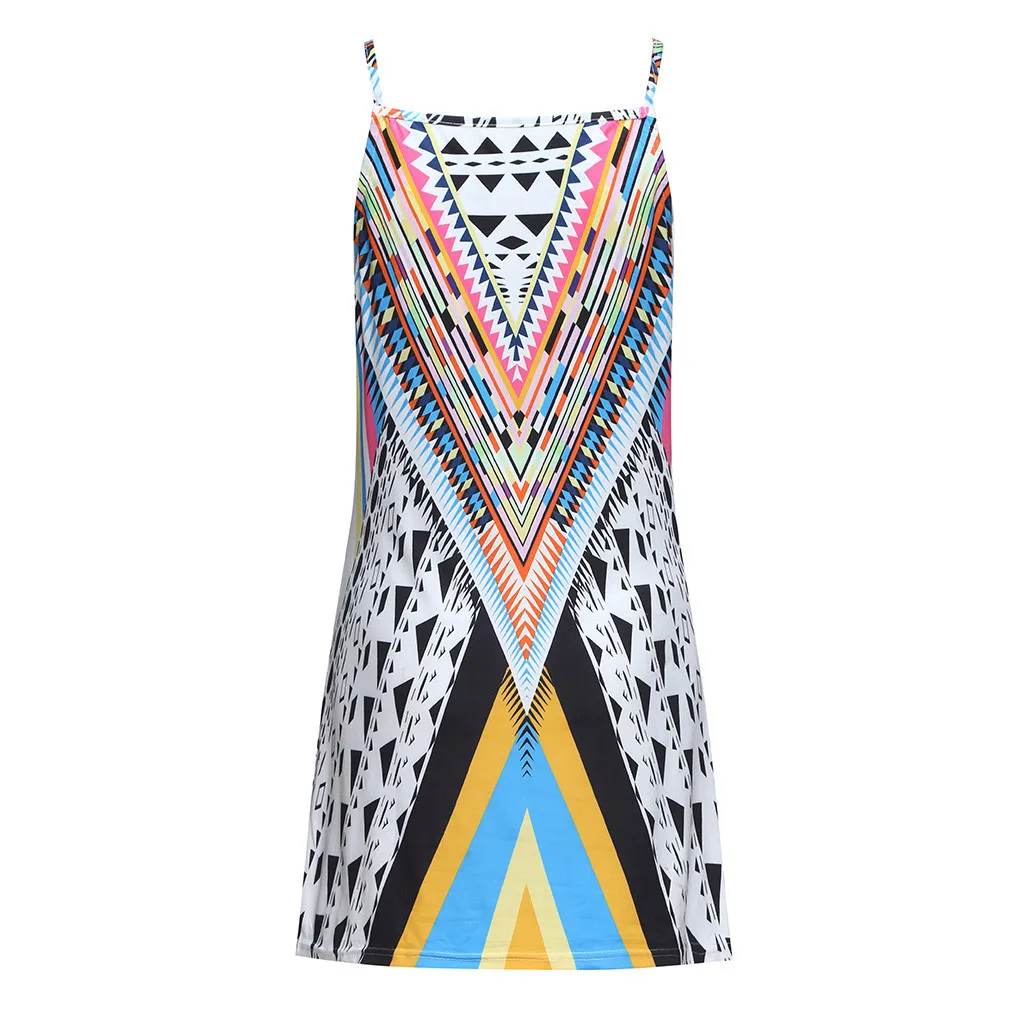Женское пляжное платье с лямками Boho Пляжное Платье принтом А лен для вечеринки