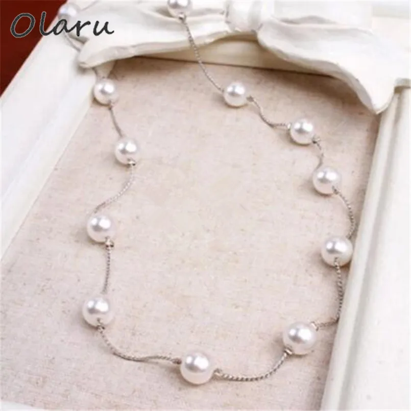 Olaru Fashion jewelry Korea Simulated Pearl Simple Choker Necklace For Woman Smmer necklaces &amp pendants Accessories Bijoux Femme |