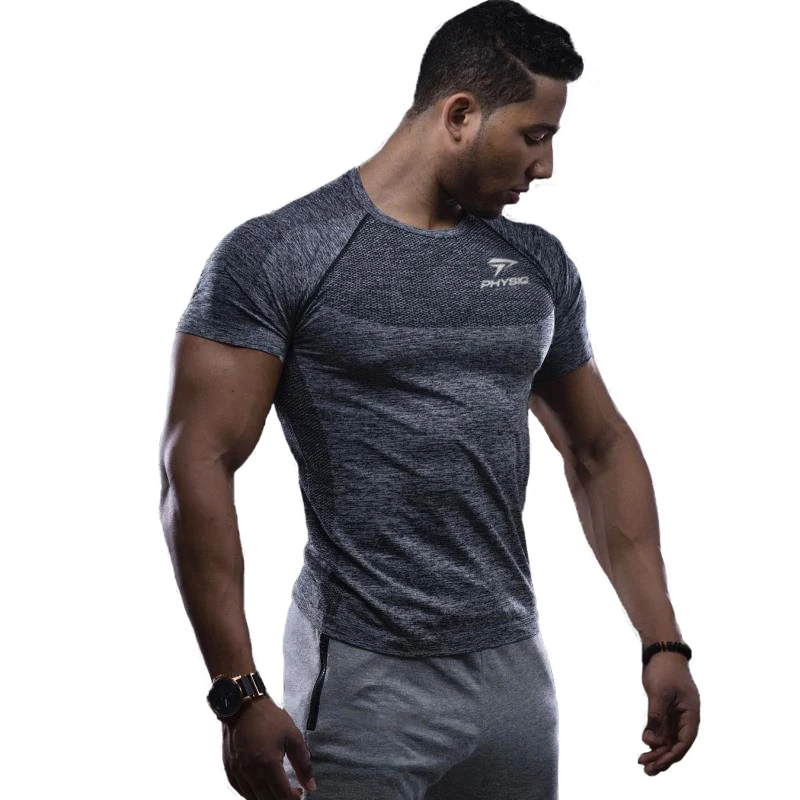 Dark gray Мужская Спортивная Футболка Rashgard из коллекции года, быстросохнущие футболки для бега в тренажерном зале, спортивные футболки для тренировок - Цвет: Dark gray
