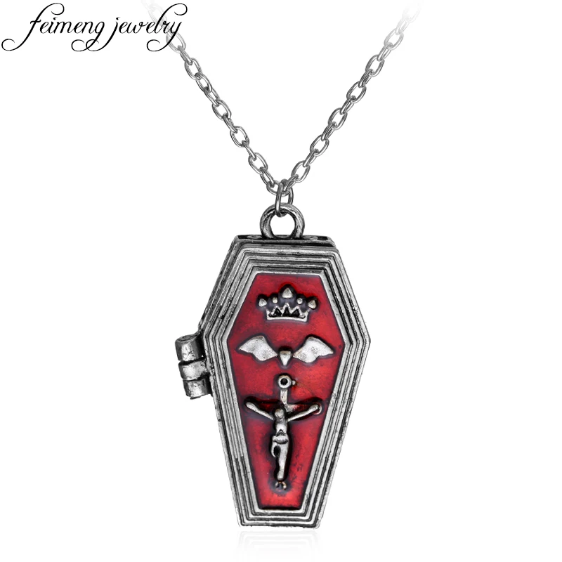 Feimeng ювелирные изделия крест готический панк летучая мышь Корона гроб ожерелье с