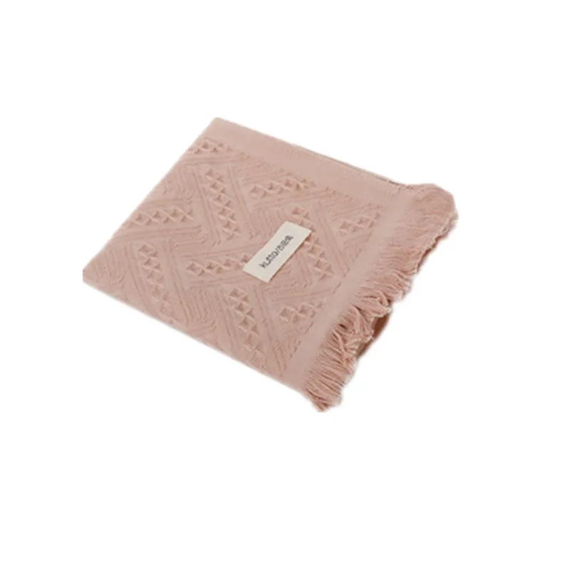 Pink 34x75 см, хлопок, с кисточками, одноцветное, мягкое, водопоглощающее, для женщин, девушек, для лица, полотенце для рук, мочалка, принадлежности для ванной комнаты - Цвет: Pink