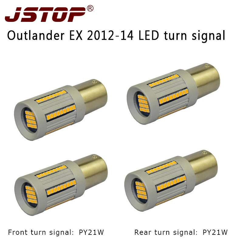 

JSTOP 4PCS/set Outlander-EX Super bright 1300-1500LM 12-24V PY21W BAU15S led bulbs 100%No error led front Rear Turn Signal lamps
