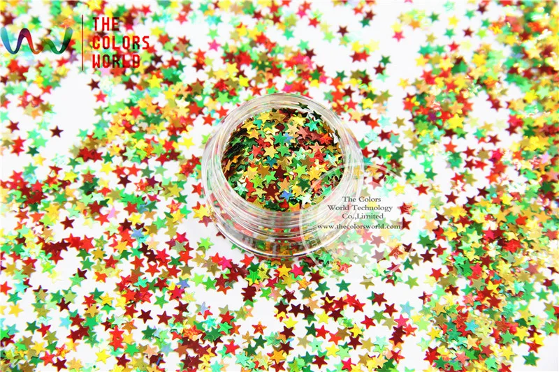 

Xmas-279 Mixed Laser Holographic Colors Stars Shape 3.0MM Size Glitter Sequins for nail art gel and DIY Christmas decoration