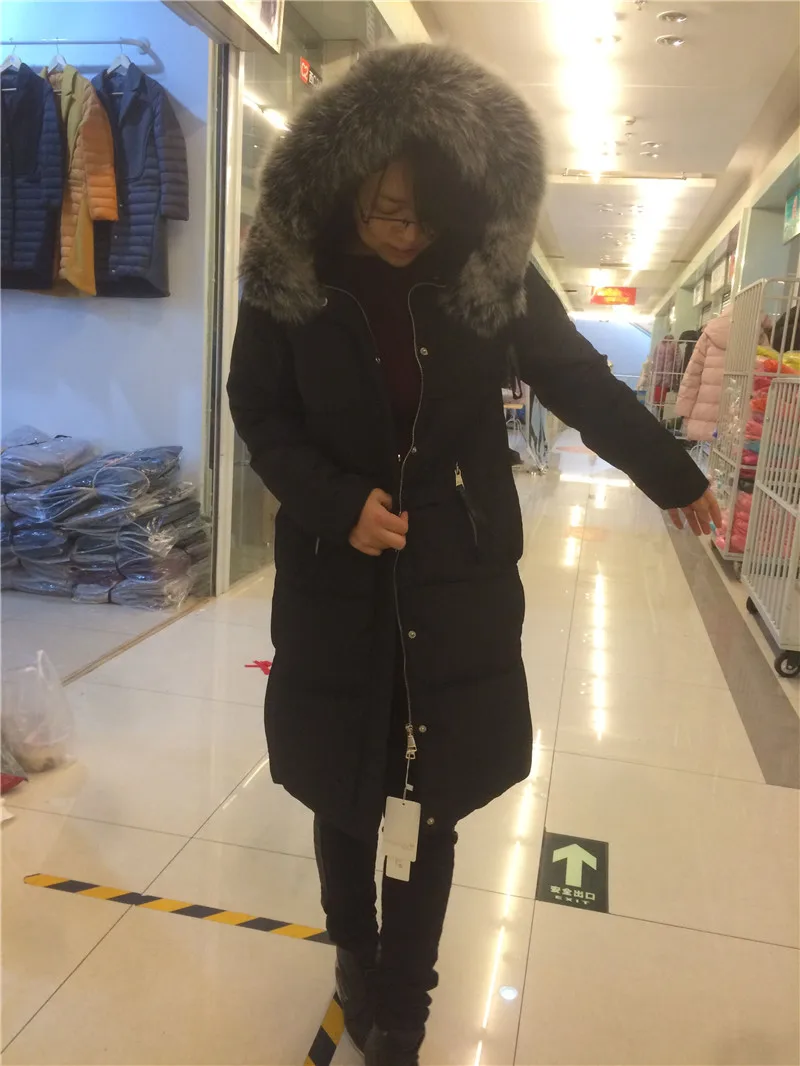 Новинка 2020 женский пуховик с широкой талией Толстая теплая длинная пуховая