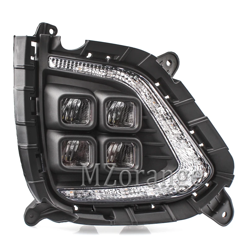 MZORANGE 2 шт. светодиодный DRL Дневной ходовой светильник для hyundai Creta IX25 противотуманная фара с желтым указателем поворота индийская версия