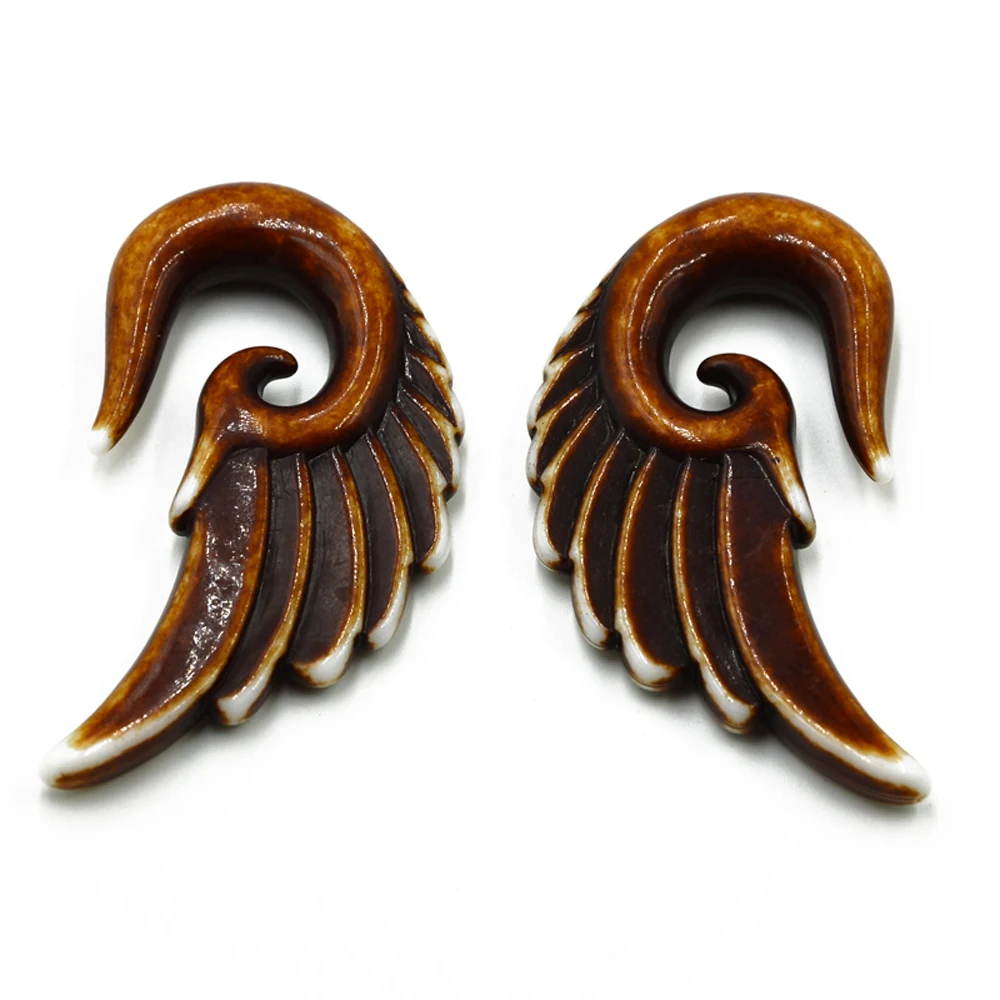 2 шт Акриловые Крылья Ангела Дизайн Спиральные пробки ушные датчики Alargador De Orelha расширитель беруши и туннели тела ювелирные изделия-пирсинг