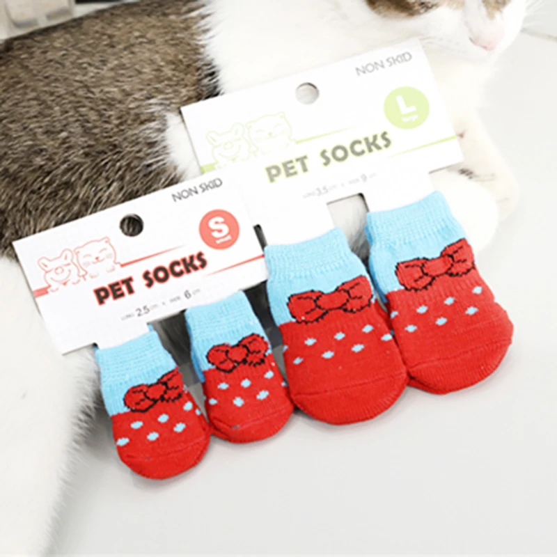 Pet Носки для собак 4 шт./компл. конфеты красочные Мягкий хлопок противоскользящие