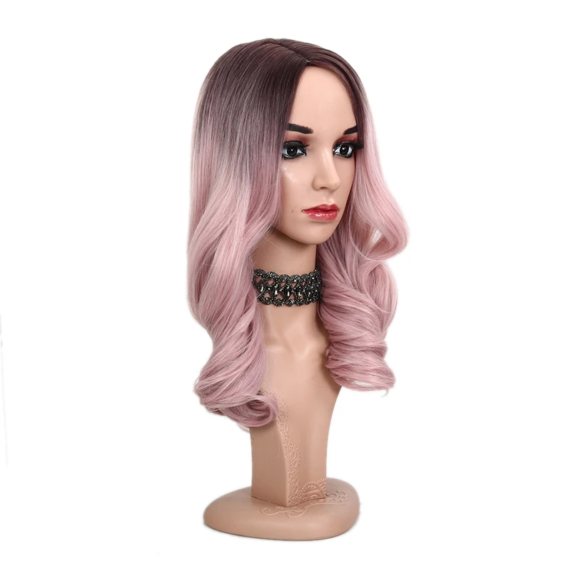 MSI Wigs 20 дюймов Длинные Ombre розовый парик для женщин два тона пепельный розовый Волнистые парики термостойкие синтетические волосы