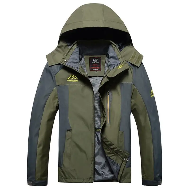 Spring Autumn Men Hoodie Jacket Outdoor Sport Camping Hiking Waterproof Windbreaker Male Coats Plus Size 5XL,6XL,7XL,8XL