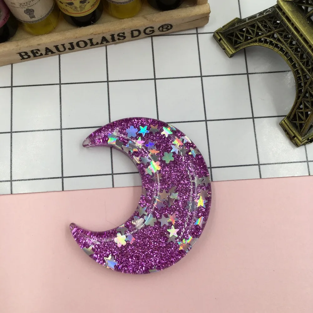 5 шт./лот Яркая блестящая Луна каваи из смолы без отверстия для поделок