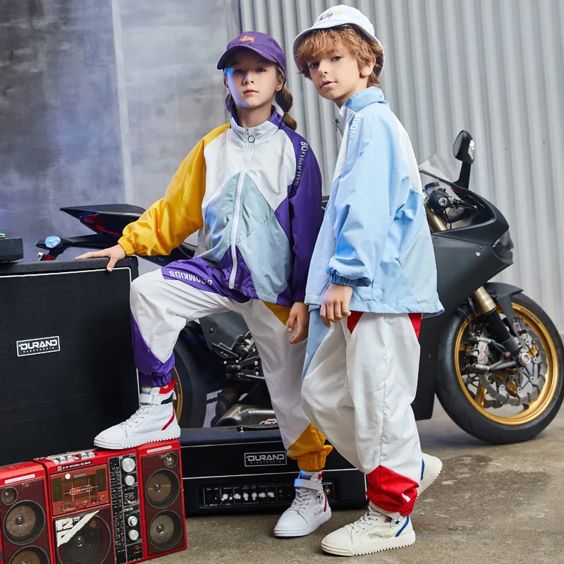 Новый модный красивый детский уличный танцевальный костюм Свободный плащ для