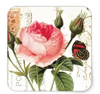 1 5inch vintage redoute rose square sticker