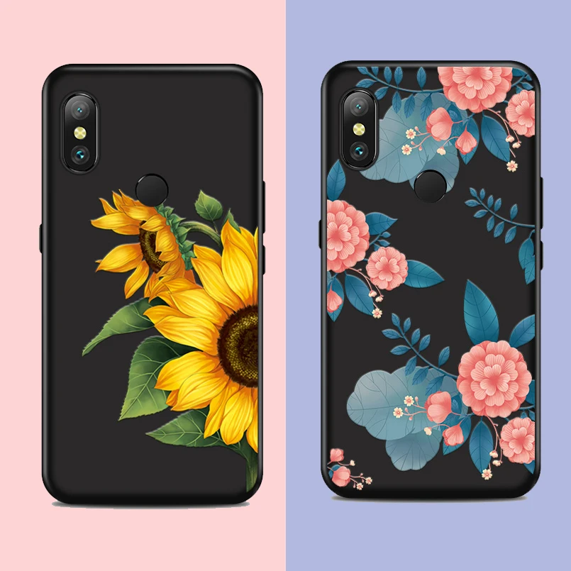 Flower Case For Xiaomi Redmi Note 6 Pro Beautiful 3D Relief Cover 5 7 Shockproof Phone |