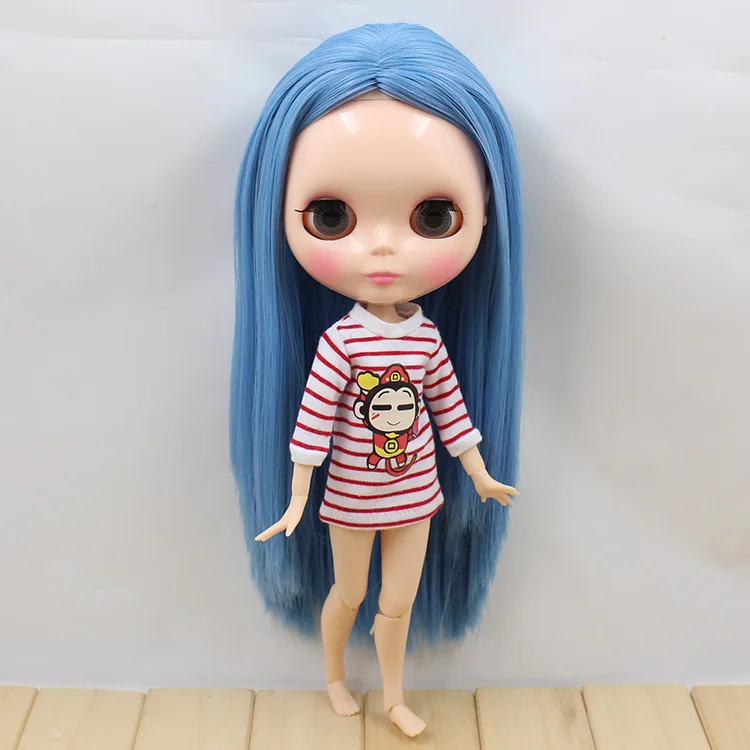 Обесцвеченные волосы синий к фиолетовому соединению тела Обнаженная Blyth кукла