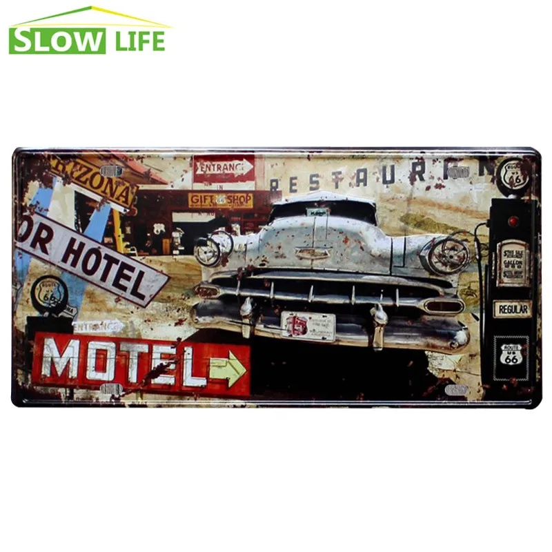 US Route 66 Motel номерной знак для автомобиля винтажный Декор дома жестяная