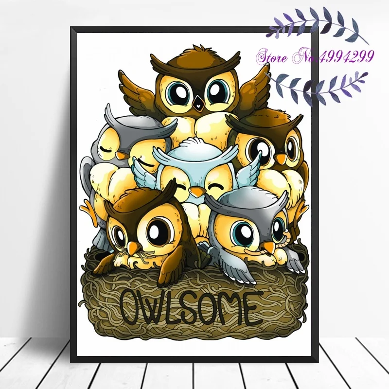 Owlsome животные Современный домашний декор холст картина на стену искусство печать