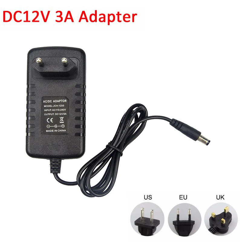 DC12V Светодиодный источник питания 1A 2A 3A 5A 6A 8A 10A светодиодные ленты переключатель адаптер освещение трансформатор драйвер ЕС США AU Великобритания разъем AC110V 220 В