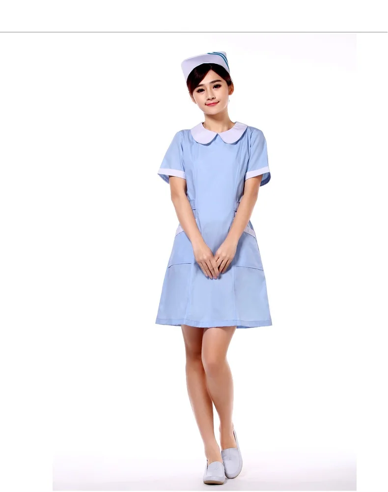 Платье для медсестры с кукольным воротником недорогое летнее платье работы
