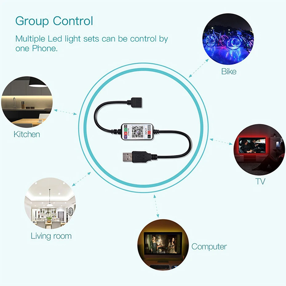 5V USB Светодиодные ленты 5050 RGB Светодиодные ленты светильник Bluetooth Wifi музыкальная полоса IP65 Гибкая светодиодный лента ТВ фон светильник Инж