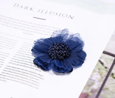 navy blue 20 шт./партия Элегантная мода двойной лепесток цветок патч ручной работы свадебные кружевные аксессуары украшение аппликация на одежду D691 - Цвет: navy blue